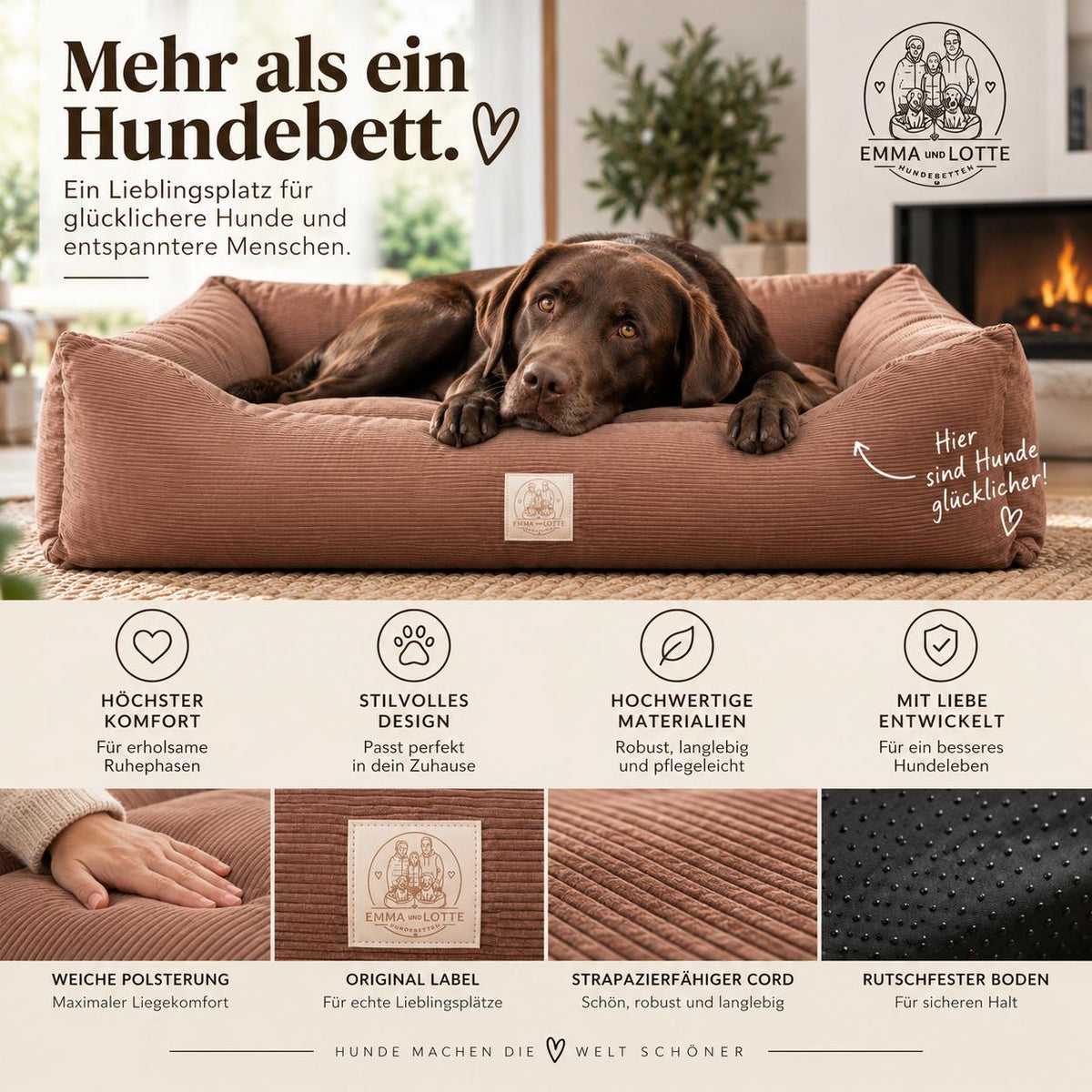 EMMA und LOTTE „Bellroyal“ orthopädisches Hundebett